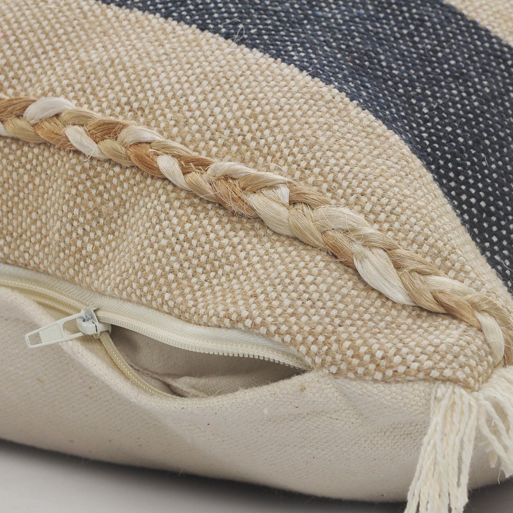 24" Denim Blue Jute Throw Pillow