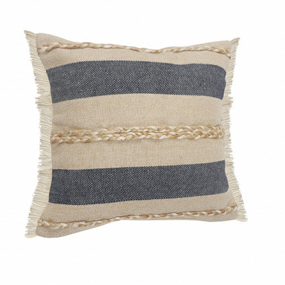 24" Denim Blue Jute Throw Pillow