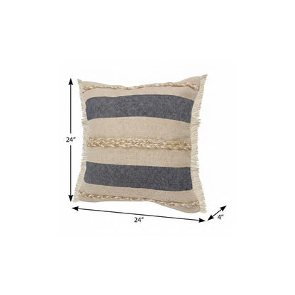 24" Denim Blue Jute Throw Pillow