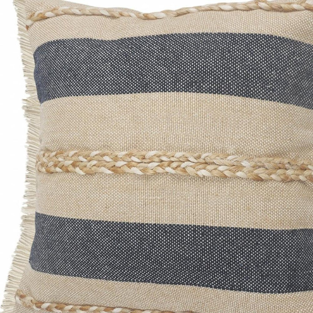 24" Denim Blue Jute Throw Pillow