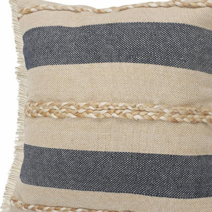 24" Denim Blue Jute Throw Pillow