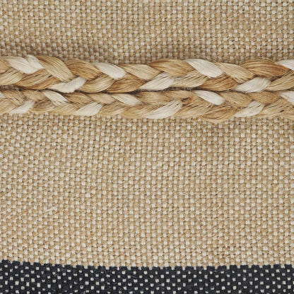 20" X 20" Denim Blue Tan And Taupe Jute Coastal Zippered Pillow