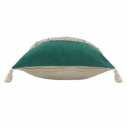 20" X 20" Denim Blue And Off-White 100% Cotton Zippered Pillow