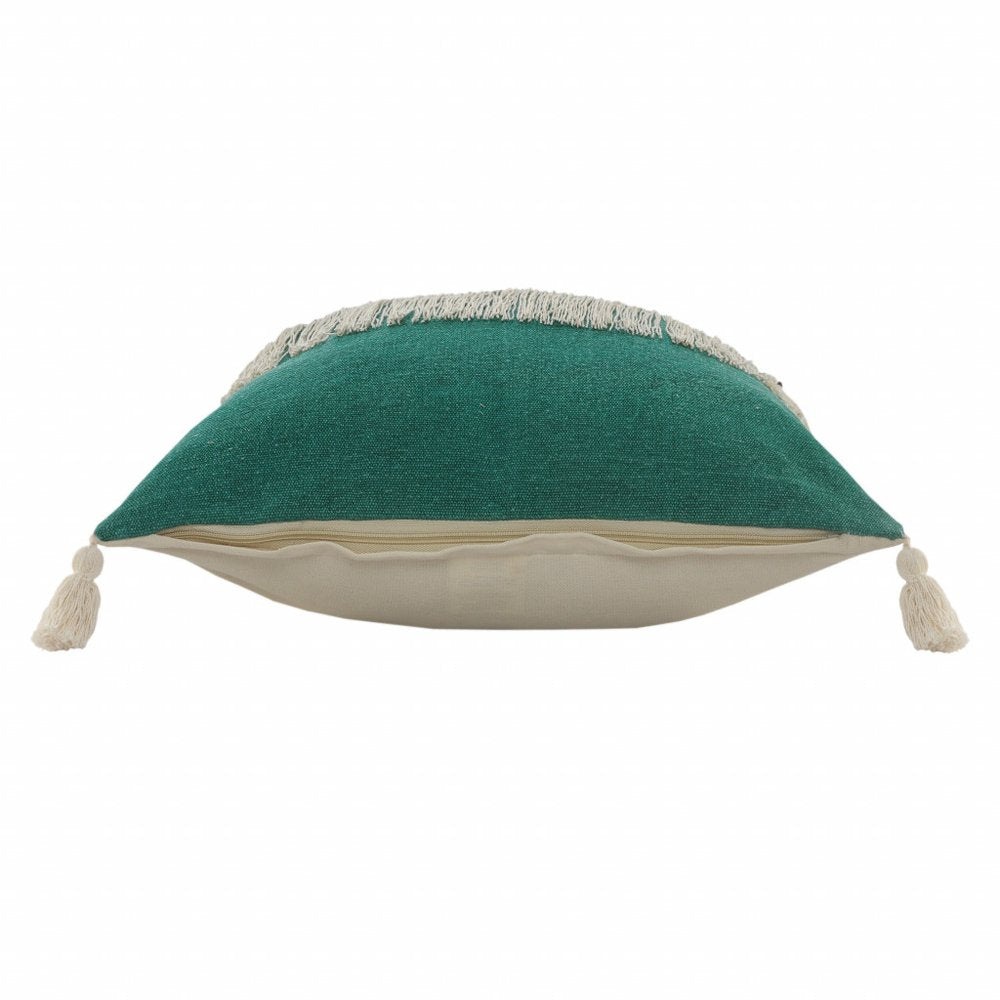 20" X 20" Orange And Off-White 100% Cotton Zippered Pillow