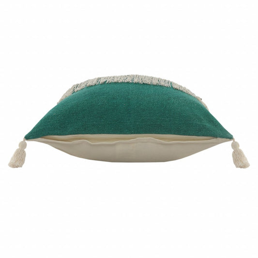 20" X 20" Orange And Off-White 100% Cotton Zippered Pillow