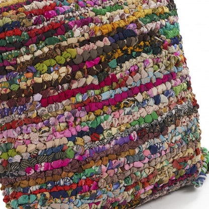 26" X 26" Red Green Blue Yellow Orange And Pink Natural Striped Zippered Pillow