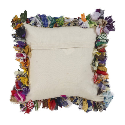 18" Blue and Red Throw Pillow with Fringe