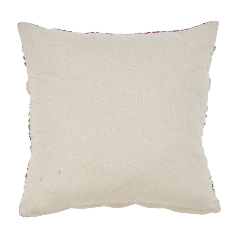 18" Pink And Ivory Striped Cotton Blend Throw Pillow