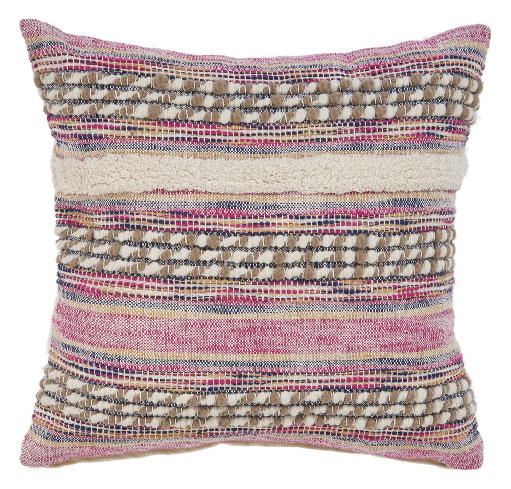 18" Pink and Ivory Throw Pillow