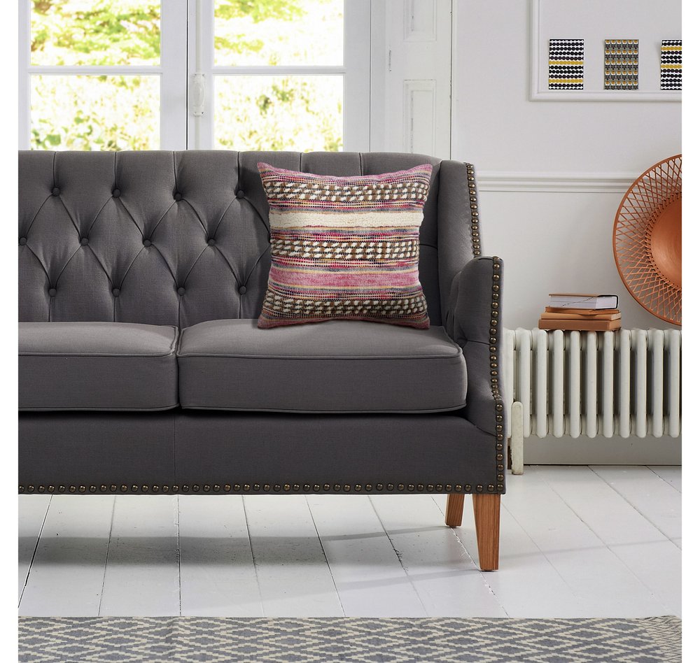 18" Pink and Ivory Throw Pillow