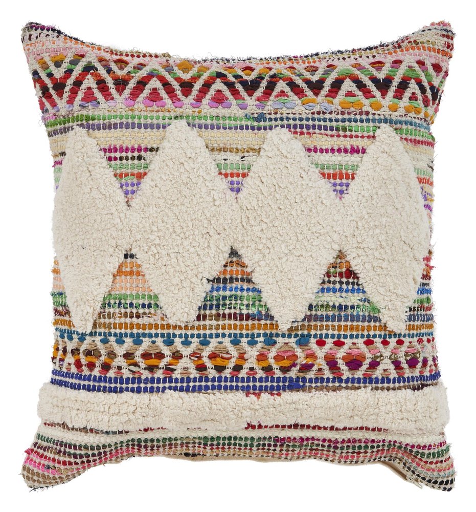 18" Blue And White Diamond Cotton Throw Pillow