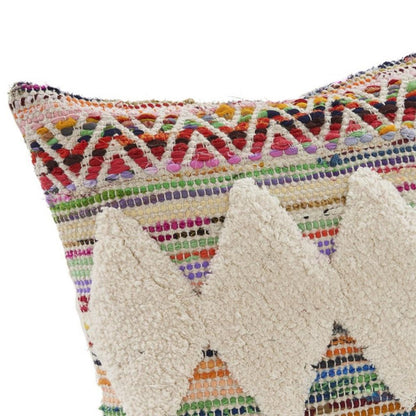 18" Blue And White Diamond Cotton Throw Pillow