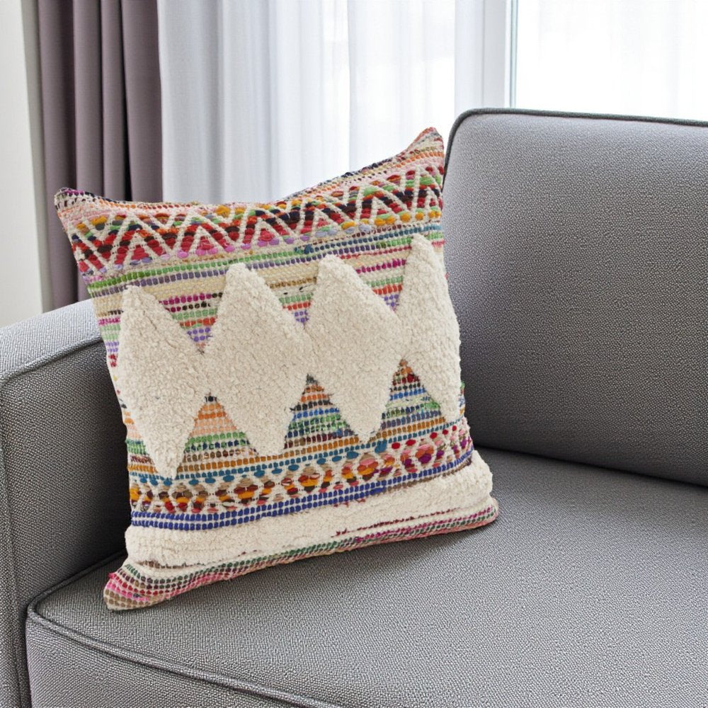 18" Blue and White Throw Pillow