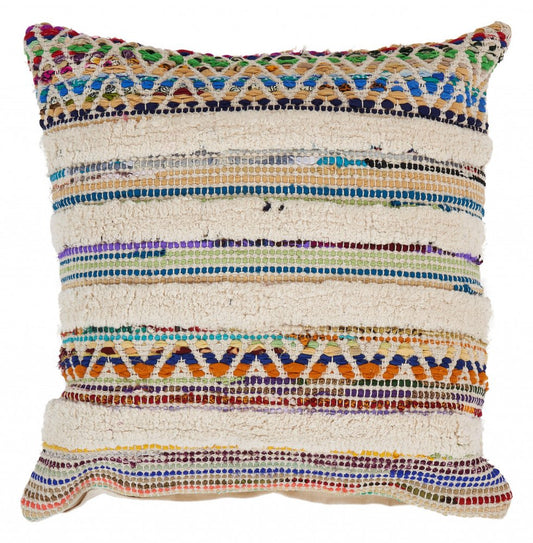18" Blue and Red Throw Pillow