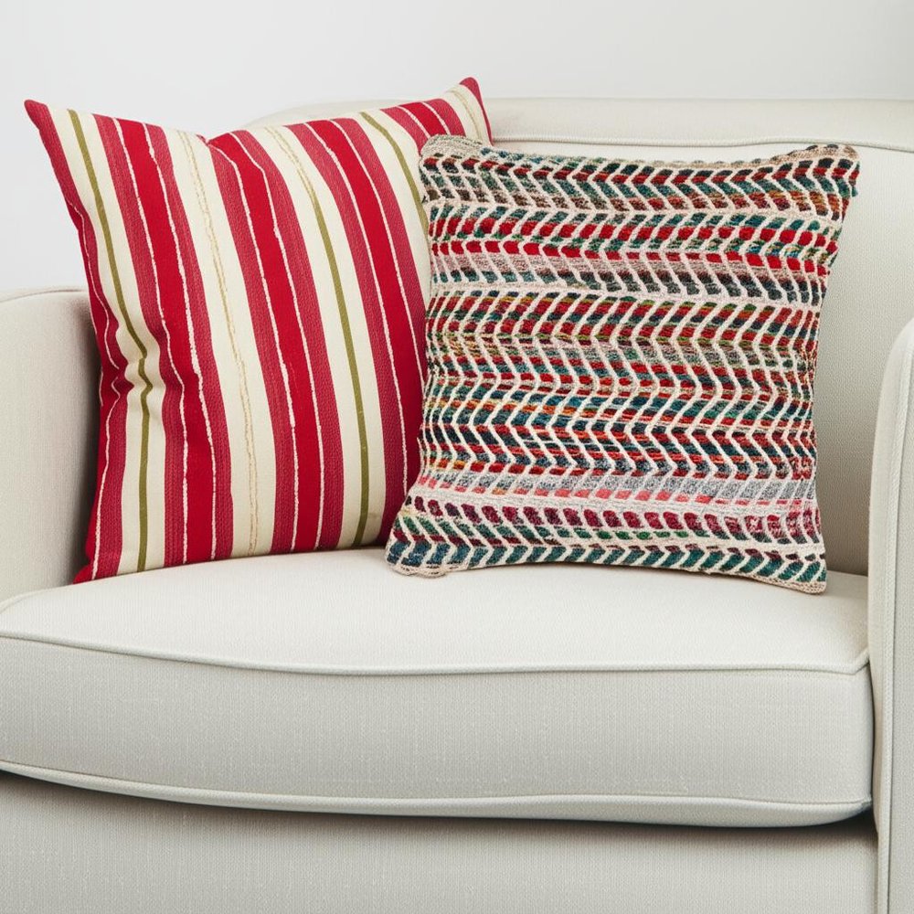 18" Blue and Red Throw Pillow