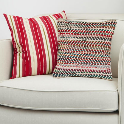 18" Blue and Red Throw Pillow