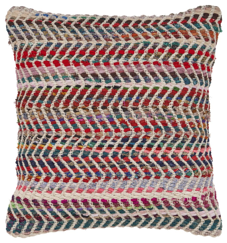 18" Blue and Red Throw Pillow