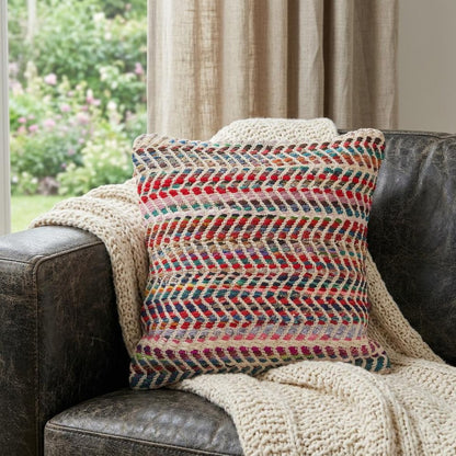 18" Blue and Red Throw Pillow