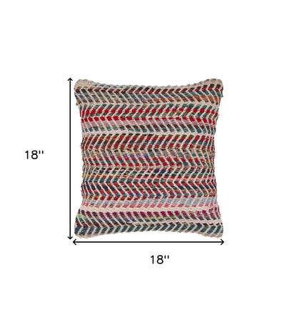 18" Blue and Red Throw Pillow