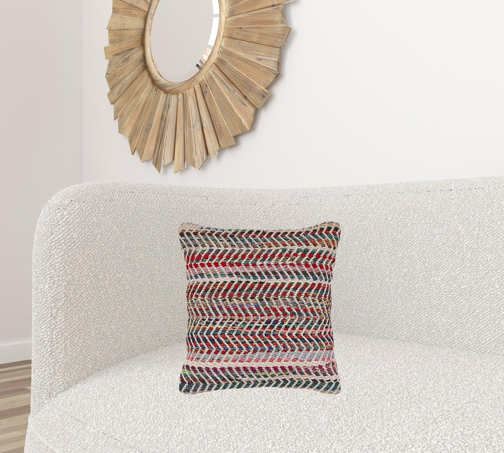 18" Blue and Red Throw Pillow
