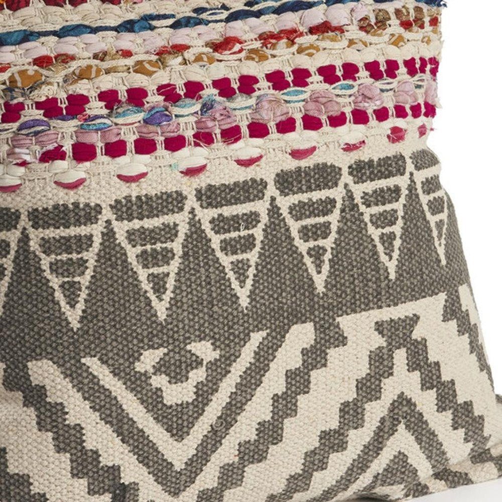 18" Blue and Beige Throw Pillow