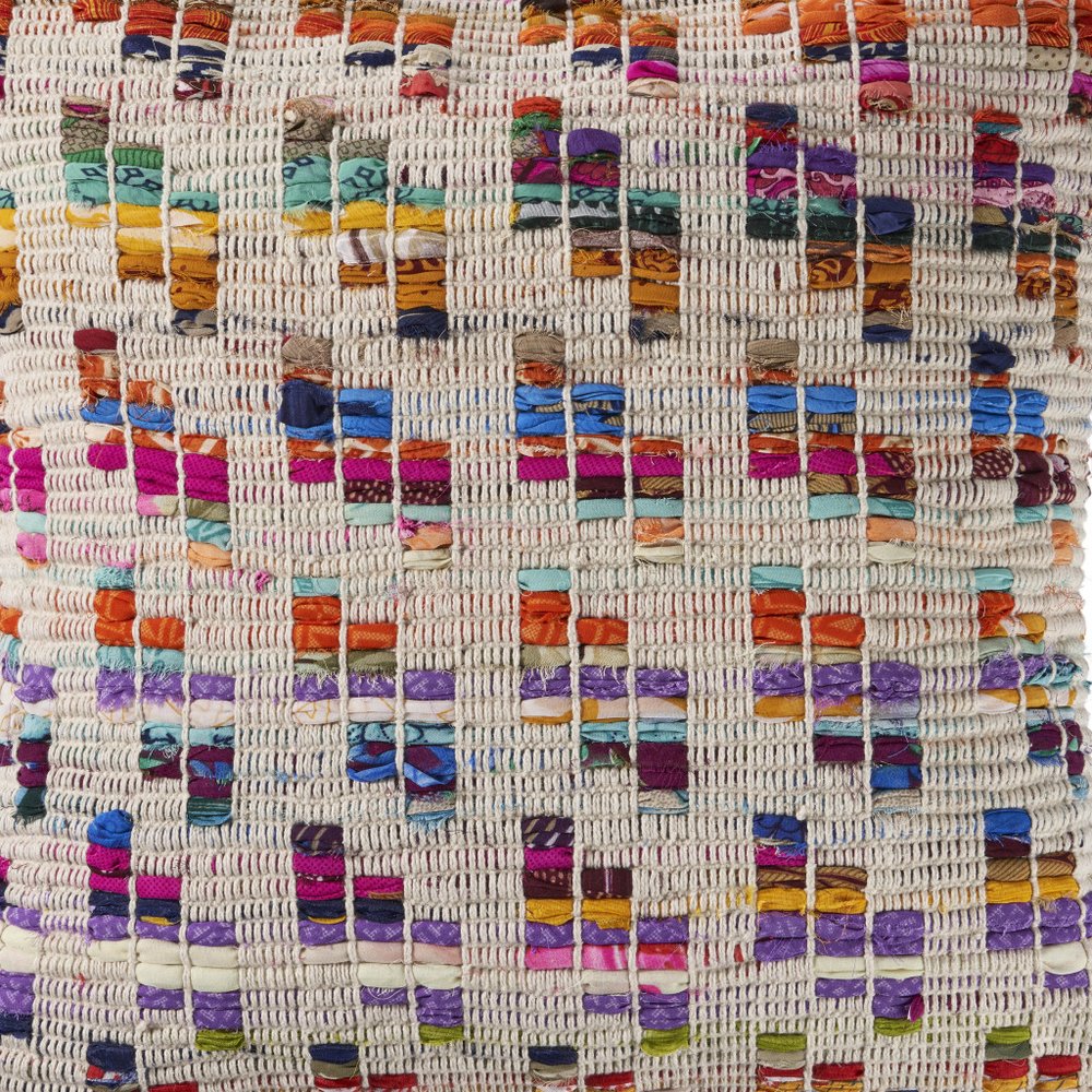 20" X 20" Beige Red Green Blue Yellow Orange And Pink 100% Cotton Geometric Zippered Pillow