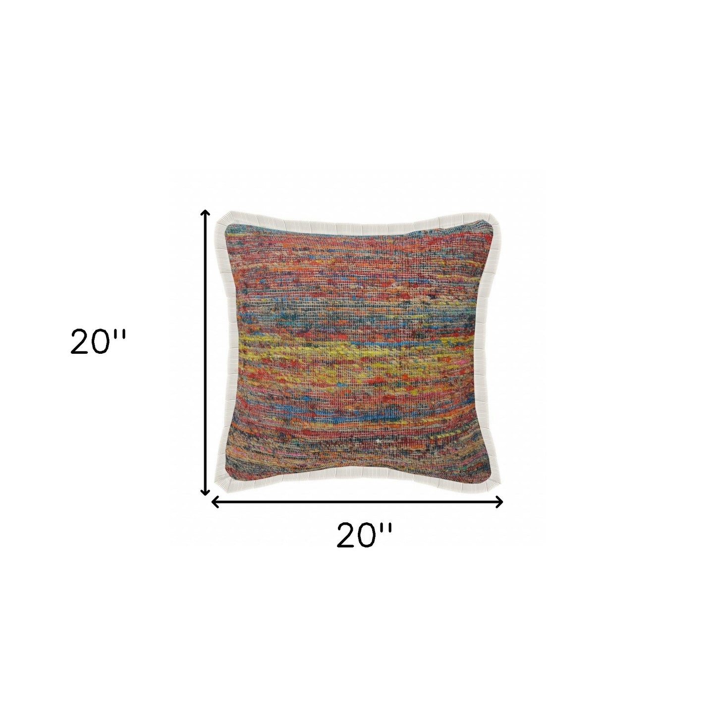 20" X 20" Red Green Blue Yellow And Orange Polyester Geometric Zippered Pillow