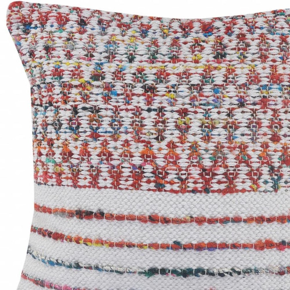 20" X 20" Red Green Blue Yellow Orange And Pink Polyester Geometric Zippered Pillow