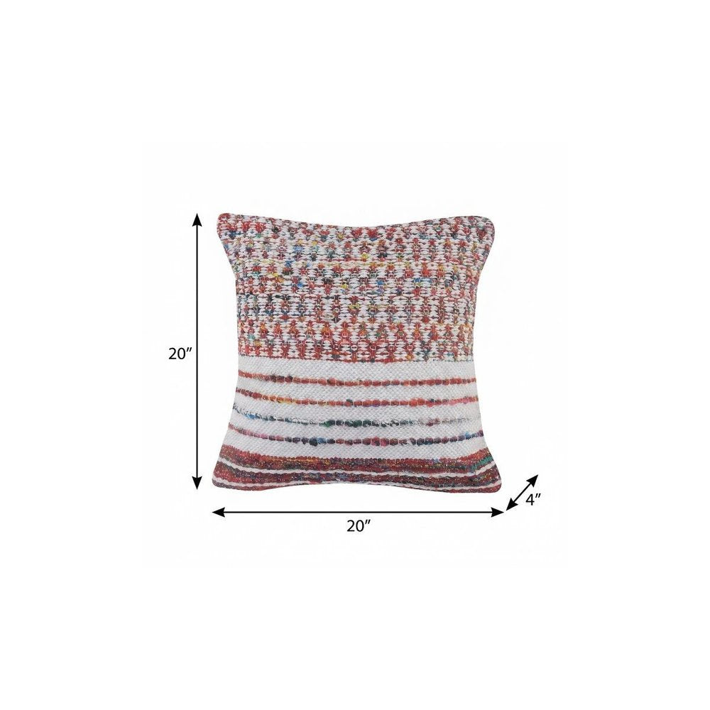 20" X 20" Red Green Blue Yellow Orange And Pink Polyester Geometric Zippered Pillow