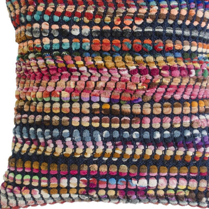 20" X 20" Red Green Blue Yellow Orange Pink And Black 100% Cotton Geometric Zippered Pillow