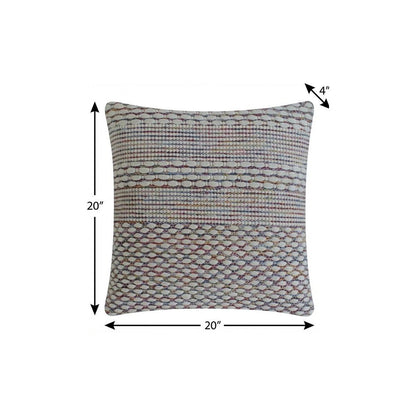 20" X 20" Ivory Red Green Blue Yellow And Orange 100% Cotton Geometric Zippered Pillow