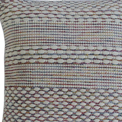 20" X 20" Ivory Red Green Blue Yellow And Orange 100% Cotton Geometric Zippered Pillow