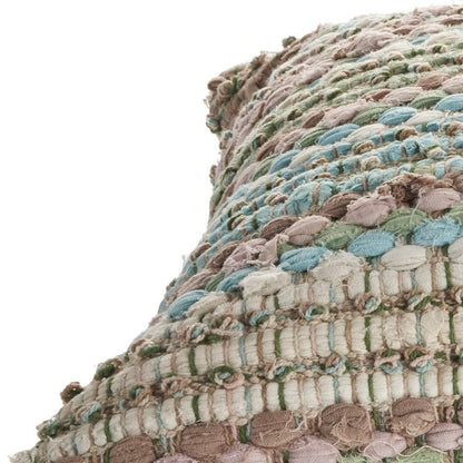 18" Blue And Green Cotton Striped Throw Pillow