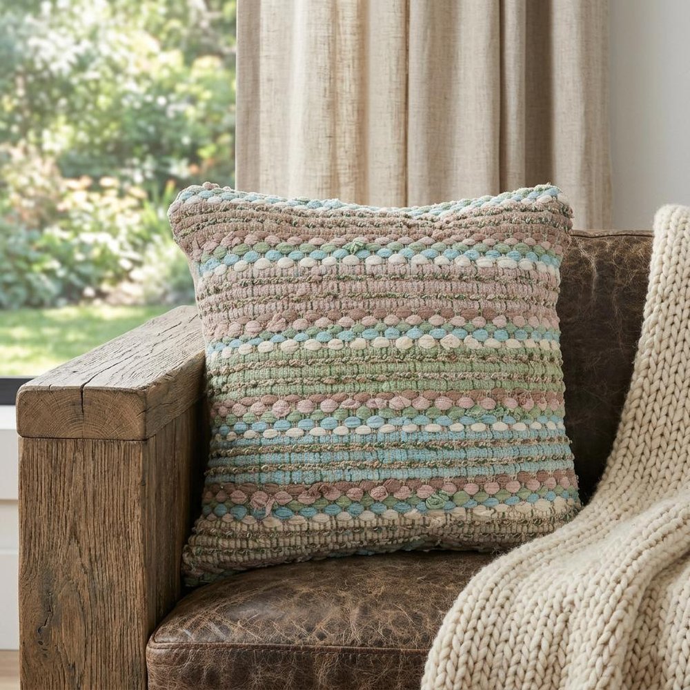 18" X 18" Black And Grey 100% Cotton Striped Zippered Pillow