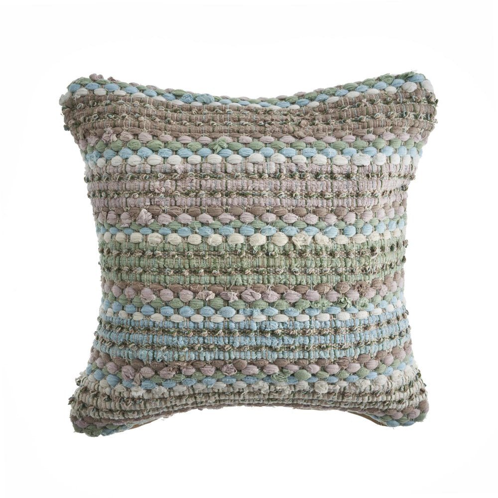 18" X 18" Black And Grey 100% Cotton Striped Zippered Pillow