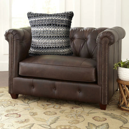 18" Blue And Green Cotton Striped Throw Pillow