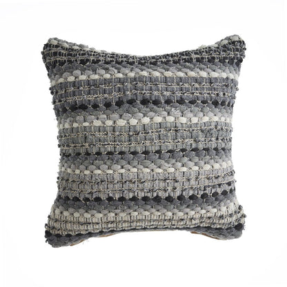 18" Blue And Green Cotton Striped Throw Pillow