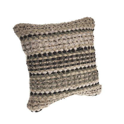 18" Blue And Green Cotton Striped Throw Pillow
