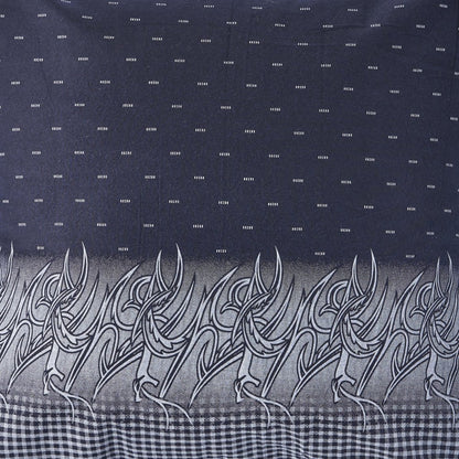 20" X 20" Navy And White 100% Cotton Geometric Zippered Pillow