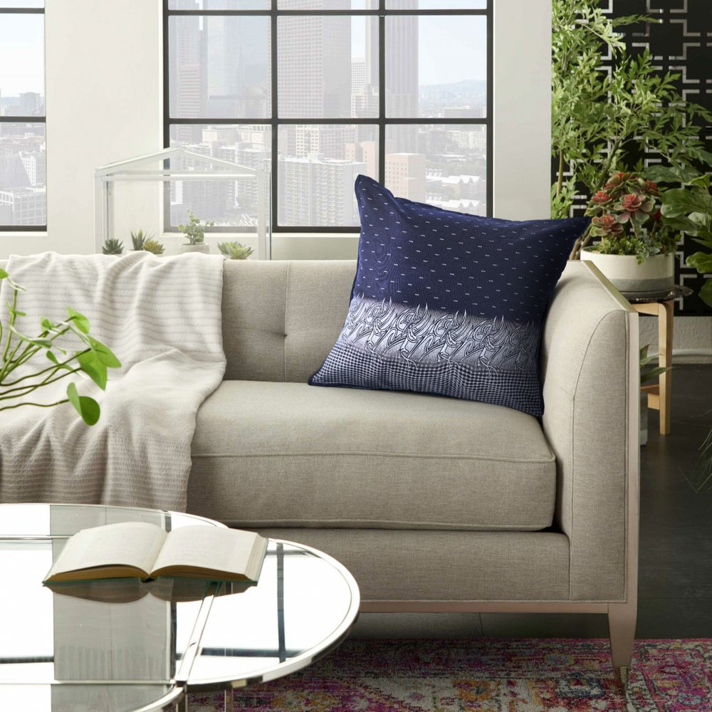 20" Black and Yellow Throw Pillow with Tassels