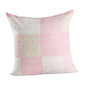 20" Pink And Off White Patchwork Cotton Throw Pillow