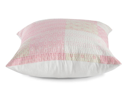 20" X 20" Beige Gray And Off-White 100% Cotton Patchwork Zippered Pillow