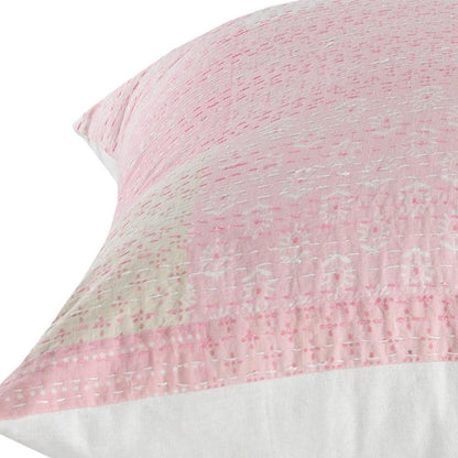 20" X 20" Beige Gray And Off-White 100% Cotton Patchwork Zippered Pillow