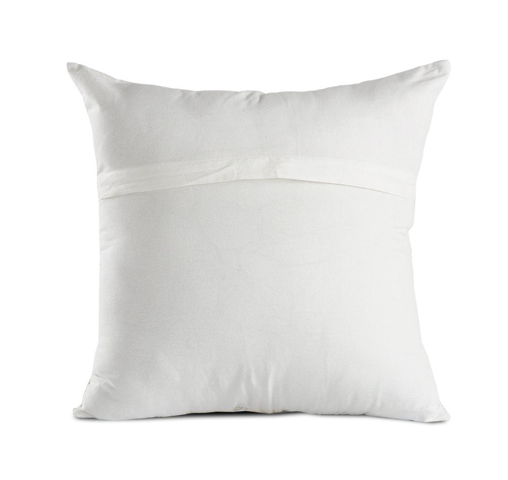 20" X 20" Beige Gray And Off-White 100% Cotton Patchwork Zippered Pillow