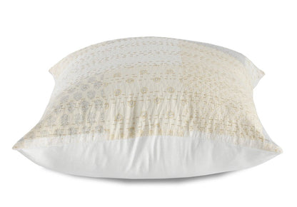 20" Pink And Off White Patchwork Cotton Throw Pillow