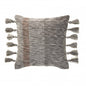 20" Gray And Light Brown Striped Throw Pillow with Tassels