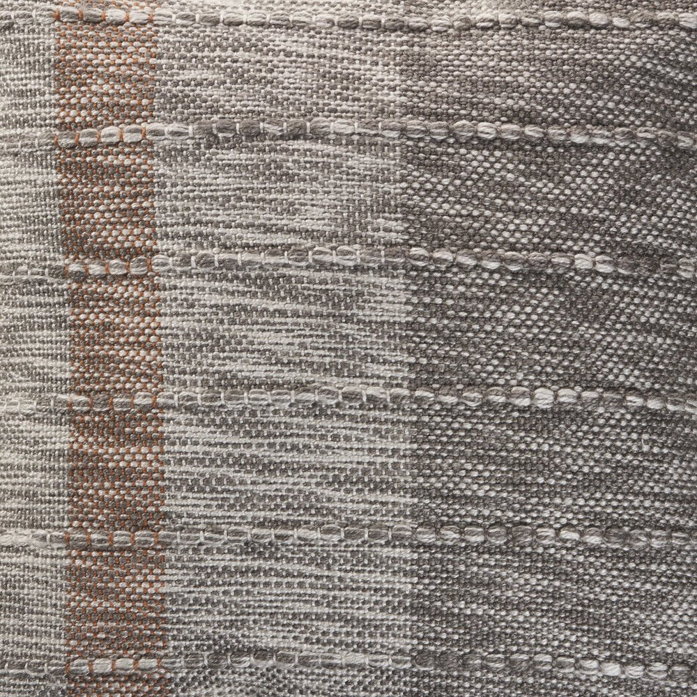 20" Gray And Light Brown Striped Throw Pillow with Tassels