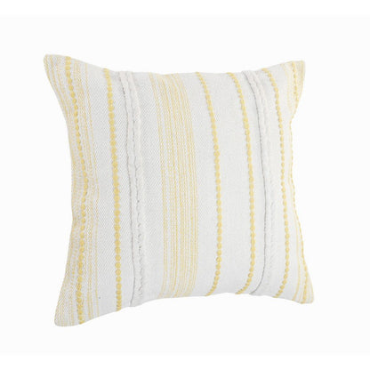 20" X 20" White Blue Gray And Tan 100% Cotton Striped Zippered Pillow