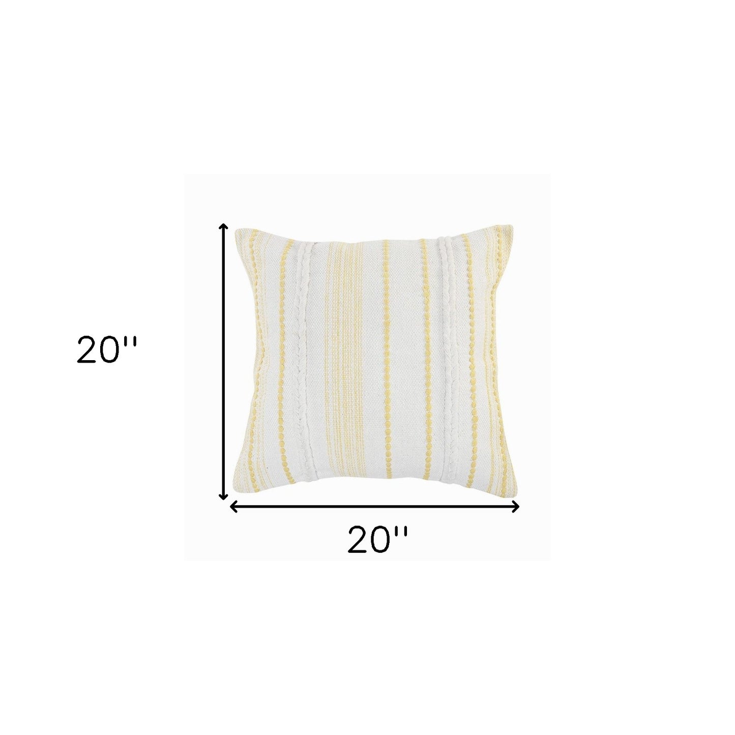 20" X 20" White Blue Gray And Tan 100% Cotton Striped Zippered Pillow