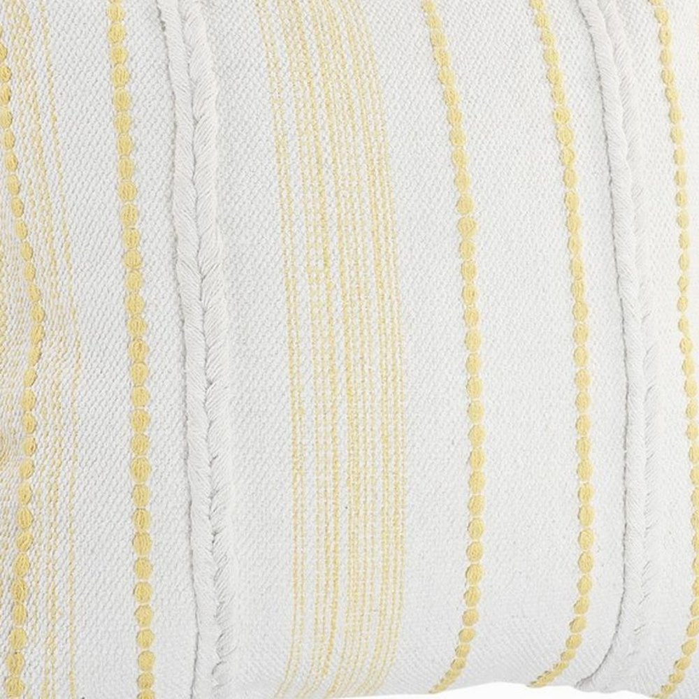 20" X 20" White Blue Gray And Tan 100% Cotton Striped Zippered Pillow